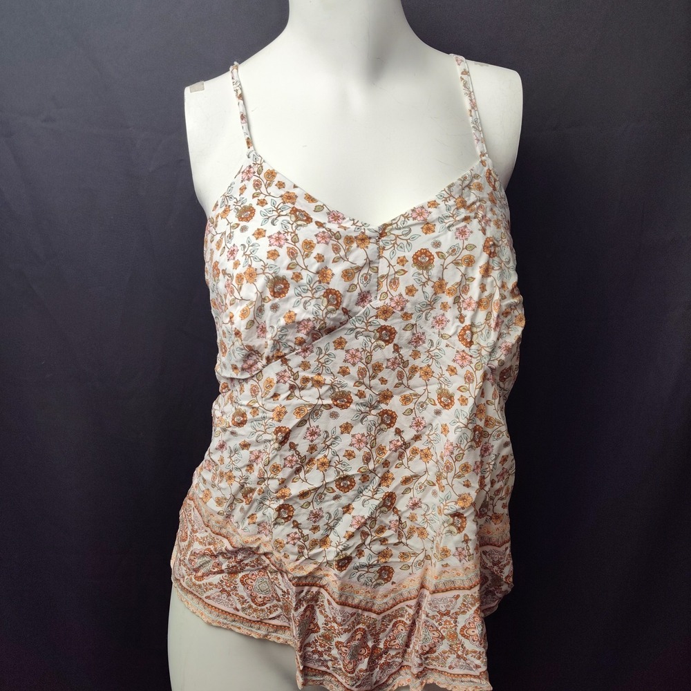 Juniors XL tank top handkerchief floral festival boho babydoll top fairy preppy